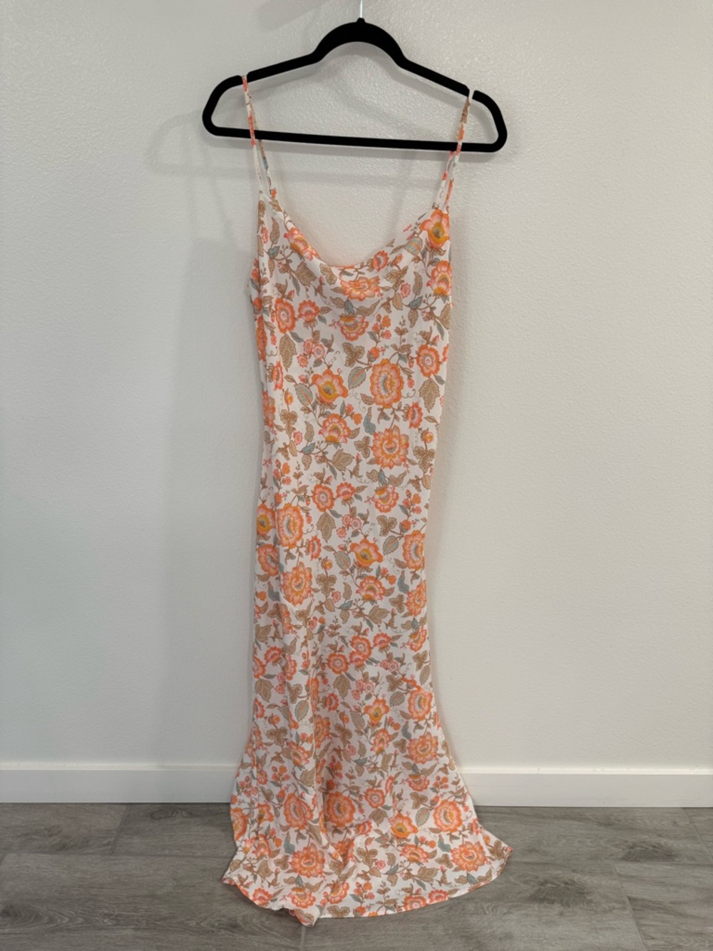 Floral Slip Dress in Peach & Cream
